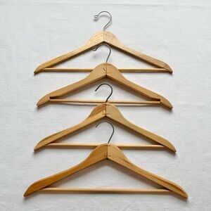 Vintage Natural Wooden Clothing Hangers Set of 4